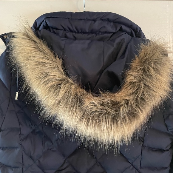 Kenneth Cole Navy Puffer Coat w/ Removable Fur Hood - Picture 5 of 5